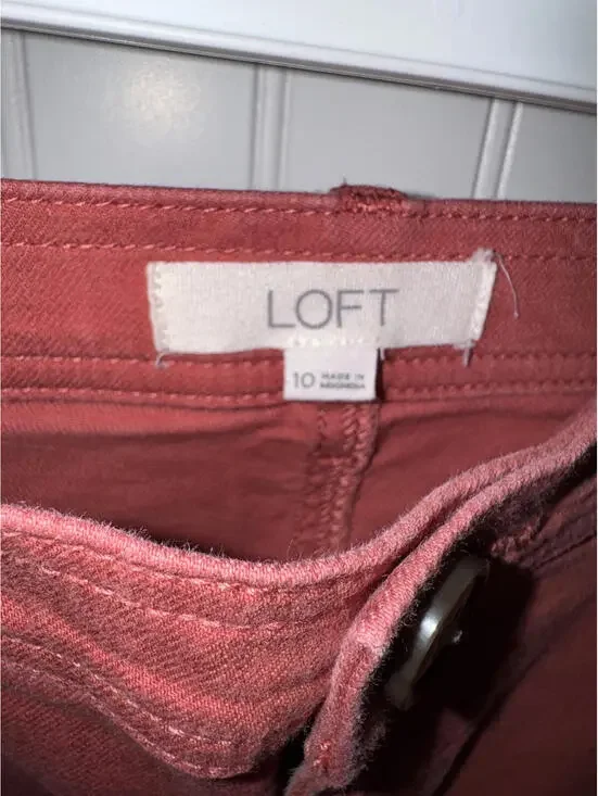 LOFT Size 10 Red Terracotta High Rise Utility Ankle Pants - Picture 3 of 3